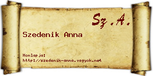 Szedenik Anna névjegykártya